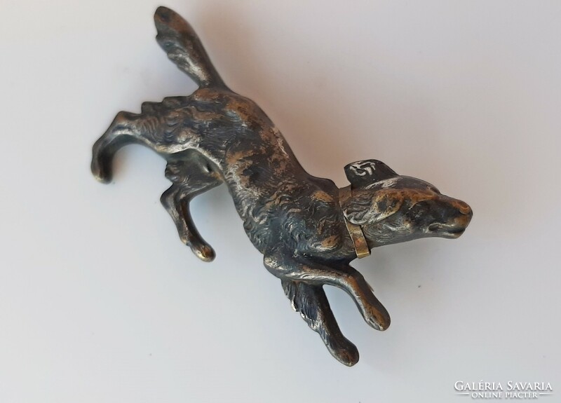 Antique bronze dog brooch