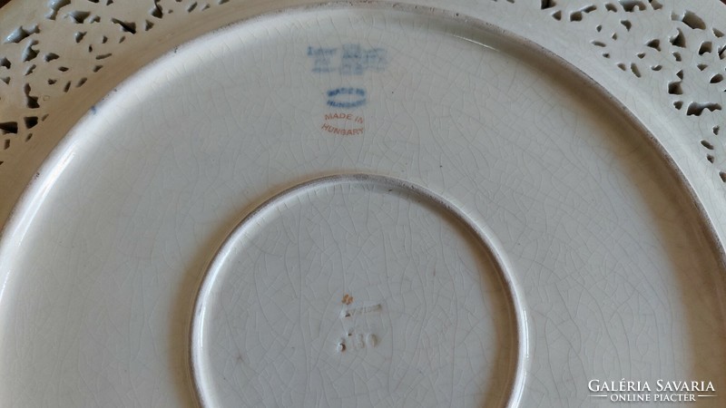 Zsolnay family seal historicizing large openwork bowl 38 cm