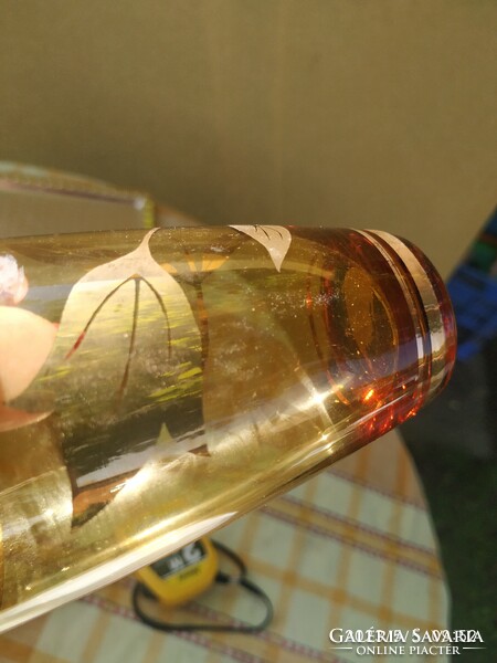 6 amber-colored gold leaf wine glasses for sale!