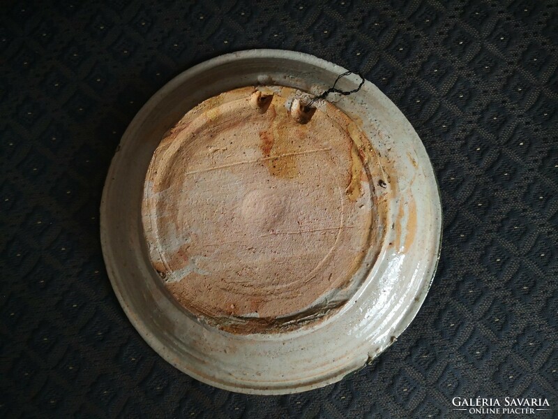 Painted underglaze, rustic ceramic, ash wood wall plate