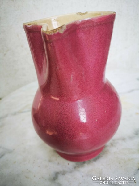 Action ! Antique Zsolnay ceramic jug pitcher pink series, 1800s. Also video. 19.5 cm!!