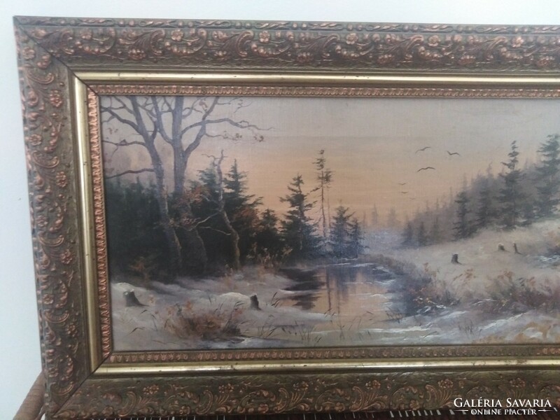 Winter landscape - oil painting / canvas