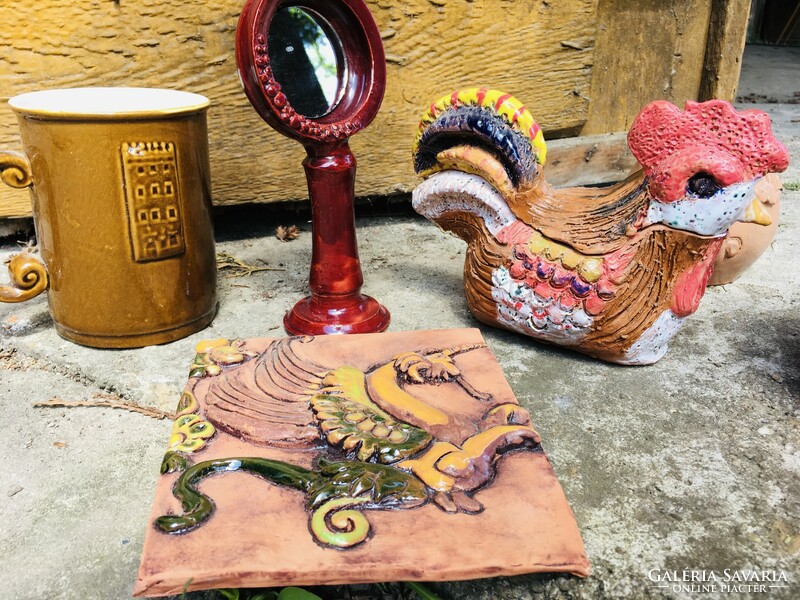 Ceramic package bucket-mirror-centerpiece-mug-picture-rooster