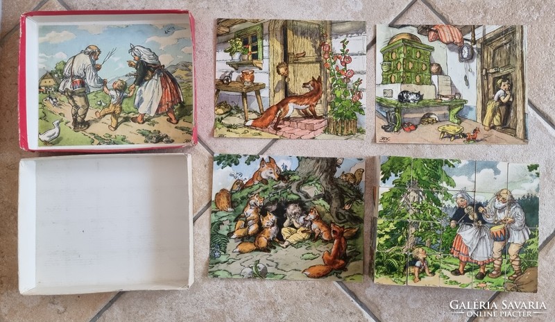 Old rare fairy tale cube mosaic, cube puzzle, puzzle, in original box,