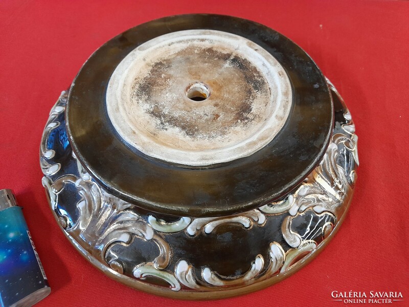 Alt wien austria julius dressler 1900-1918, ceramic majolica chandelier lamp part, base. 23.5 Cm.