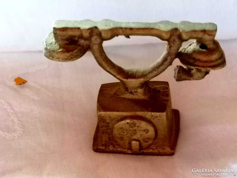 Old telephone with copper shell, doll house decoration, shelf decoration 23.