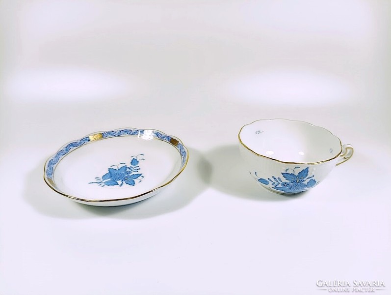 HERENDI, KÉK APPONYI MINTÁS TEÁSCSÉSZE ÉS ALÁTÉT, KÉZZEL FESTETT PORCELÁN, HIBÁTLAN ! (B134)