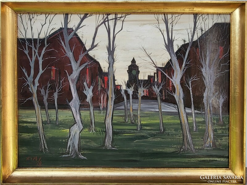 Vilmos Koch (1927 - ) park c. Gallery painting with original guarantee!!