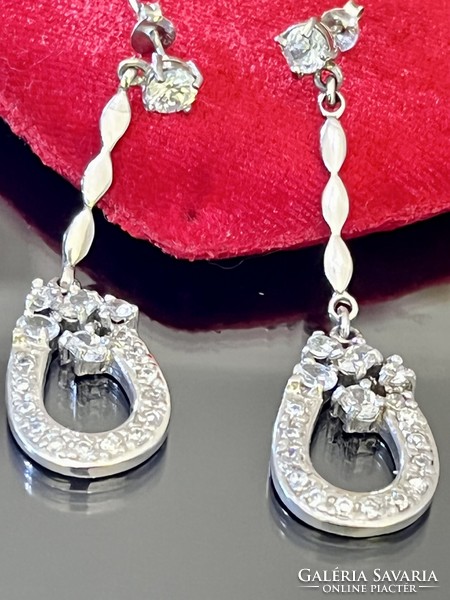 Pair of dazzling silver earrings with zirconia stones