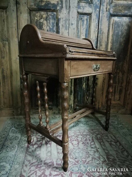 Desk with blinds, special opening early 20th century, small drawer hardwood desk