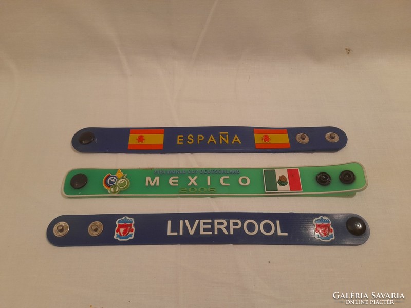 3 Pcs rubber fan bracelets soccer, liverpool, mexico, espana