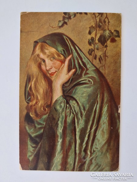 Old postcard art postcard lady