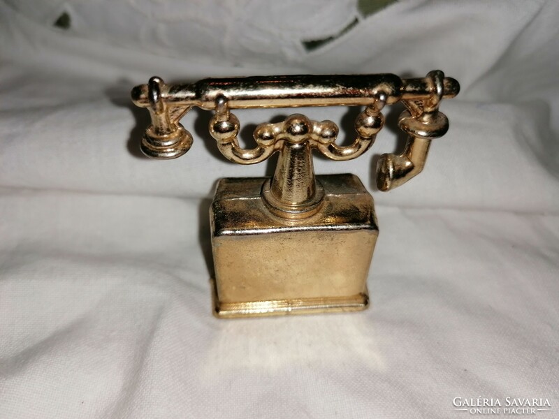 Old, gilded metal clamshell telephone, dollhouse decoration, shelf decoration 13.