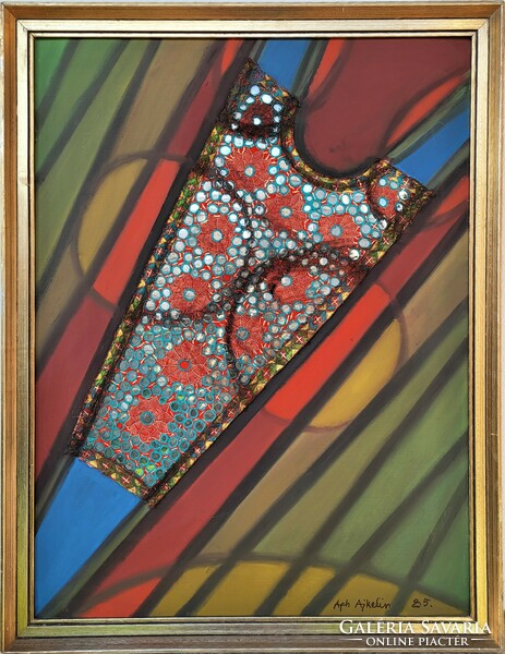 Lajos Ágh ajkelin (1907 - 1995) composition ii. C's painting 86x66cm with original guarantee!