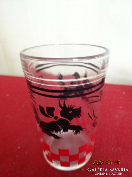 Black dog glass cup, height 9 cm. Jokai.