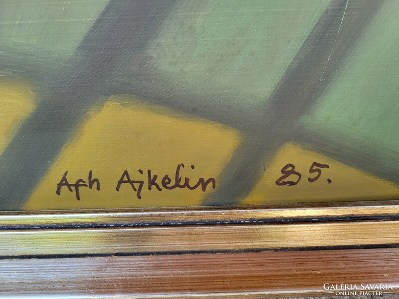 Ágh Ajkelin Lajos (1907 - 1995) Komozíció II. c festménye 86x66cm Eredeti Garanciával!