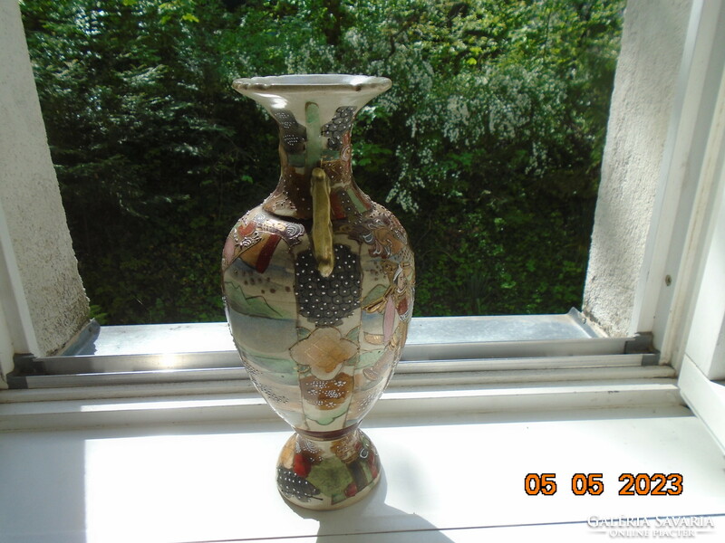 19 Sz Japanese marked satsuma kyoto shinto vase 31 cm