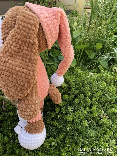 Unique crocheted plush (amigurumi) dog in pajamas