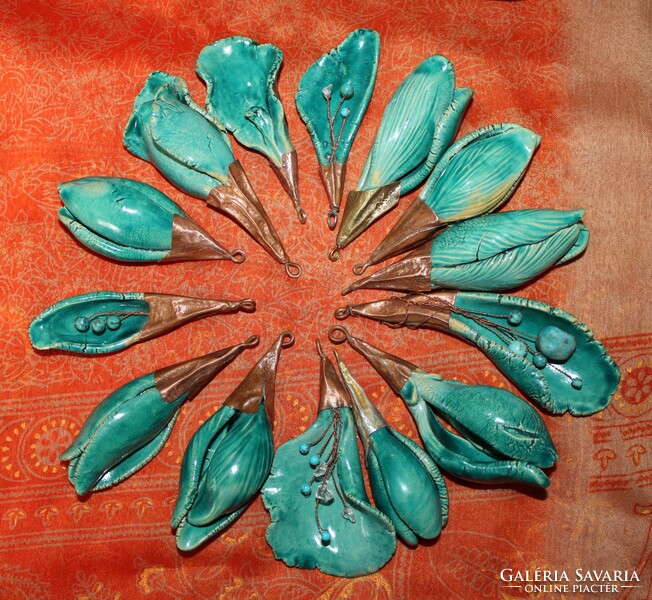 Turquoise ceramic pendants