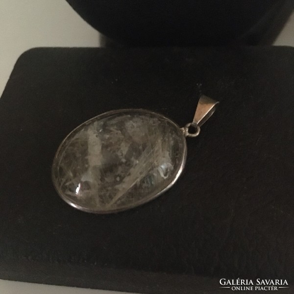 Rutile quartz medal-in silver-