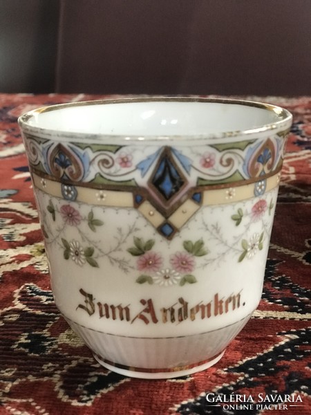 Old, beautifully painted mug, glass