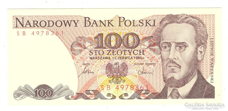 100 zloty zlotych 1986 Lengyelország 1.