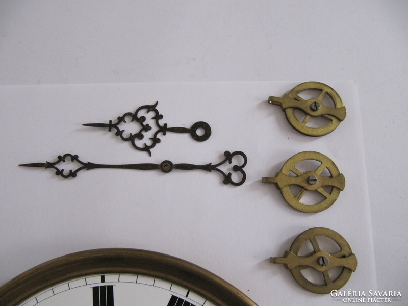 Antique enamel dial, snails and hands for wall clock