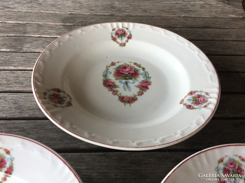 Rose garland oval bowl and plates