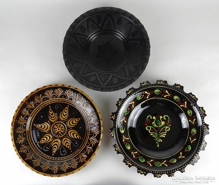 1M880 hand-painted glazed ceramic wall decorative plate trio teimel - karcag - aisz