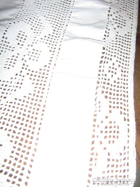 Beautiful hand-crocheted tablecloth with inset and crocheted edges