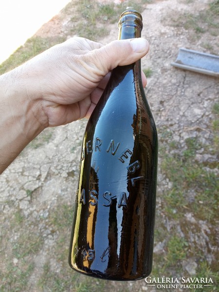 Old beer bottle, dark green, Bauernebl kassa 0.45 l