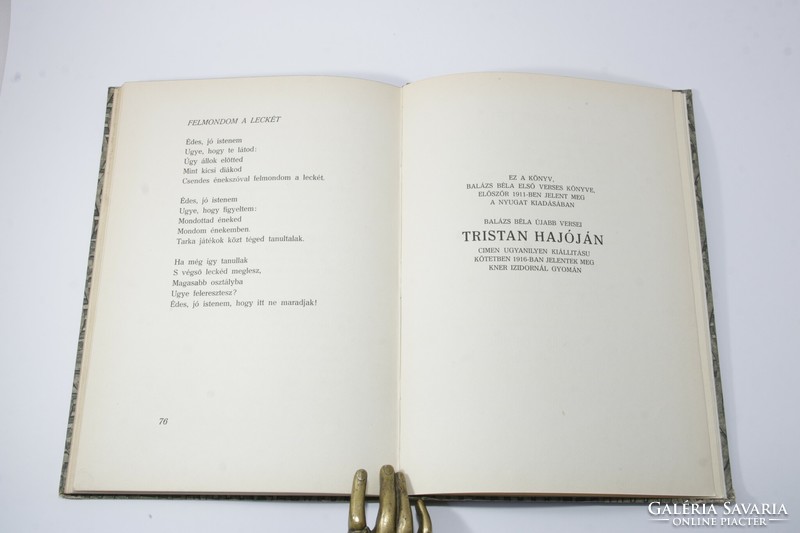 Béla Balázs - the wanderer sings - a beautiful copy not known by the bibliography in kner binding!