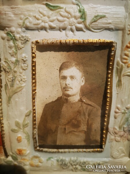Antique obsit, service memorial, Emperor József Franz, military photo, in a wooden frame