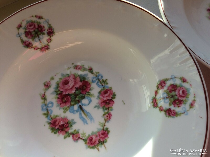 Rose garland oval bowl and plates