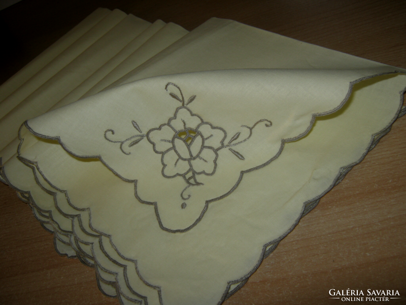 New 6 pcs retro napkin table cloth embroidered azure 40 cm x 40 cm