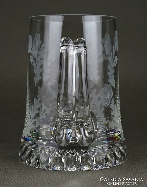 1M954 beautiful polished glass folk motif beer mug 0.4 L