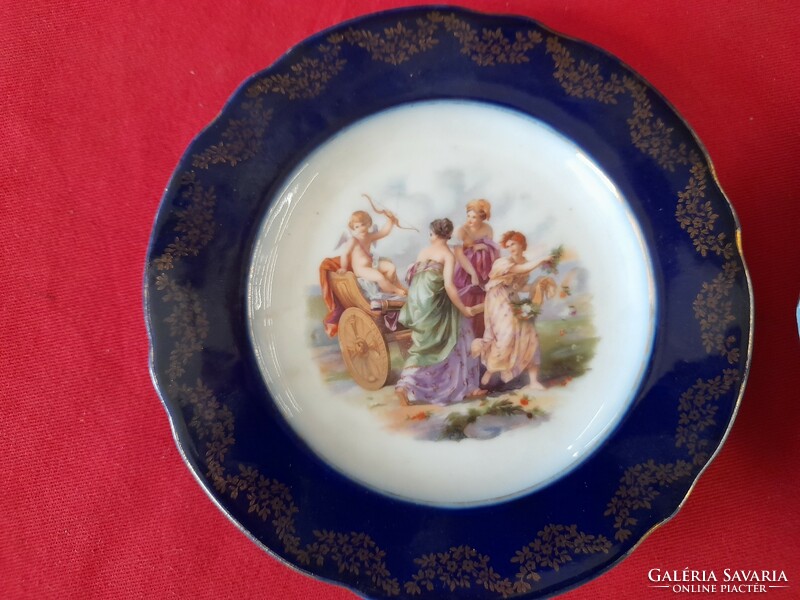 Alt wien austria hand-painted, cobalt blue, gilded decorated porcelain small plate, plate. 15.5 Cm.