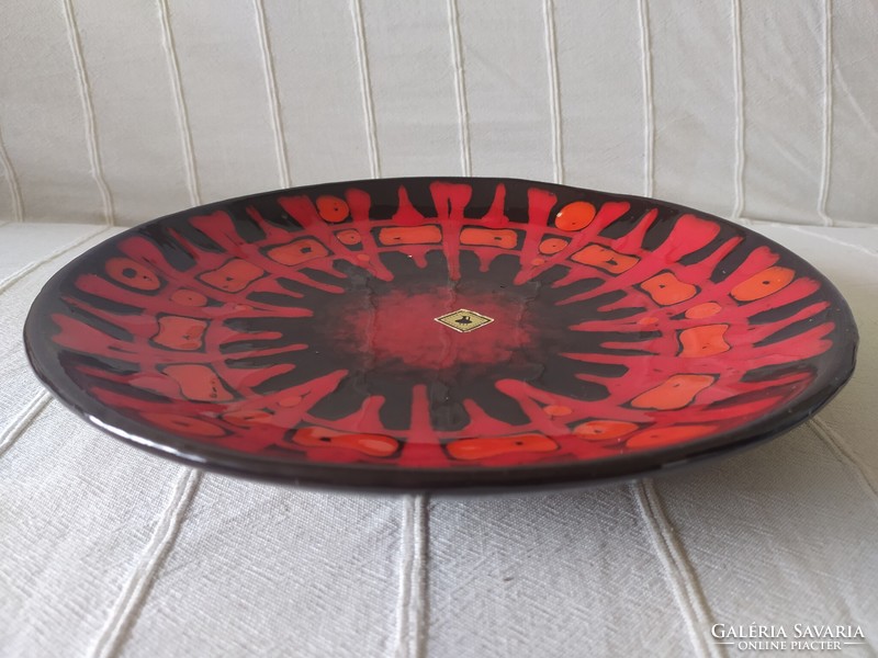 Industrial artist János Major: decorative ceramic bowl, rare collector's item, signed, flawless, 30 cm