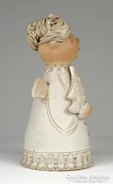 1M953 Szilágyi Mária : Figurális kerámia karácsonyi csengő 14.5 cm