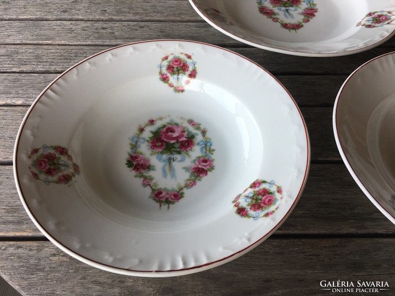 Rose garland oval bowl and plates
