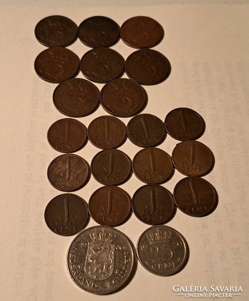 Holland pénz gyűjtemény  LOT. 1 cent ,5 cent.25 cent  1 gulden.