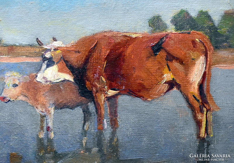 Béla Juzkó (1877 - 1969) cows in Balaton