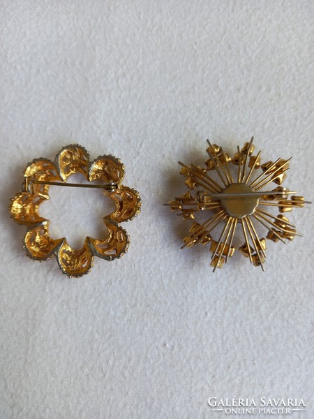 Old brooches with rhinestones