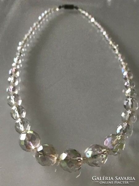 Necklace made of aurora borealis crystals, 49 cm long