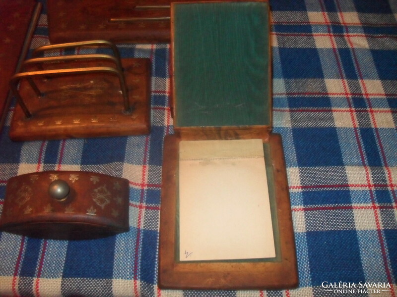 Antique art deco leather desk set