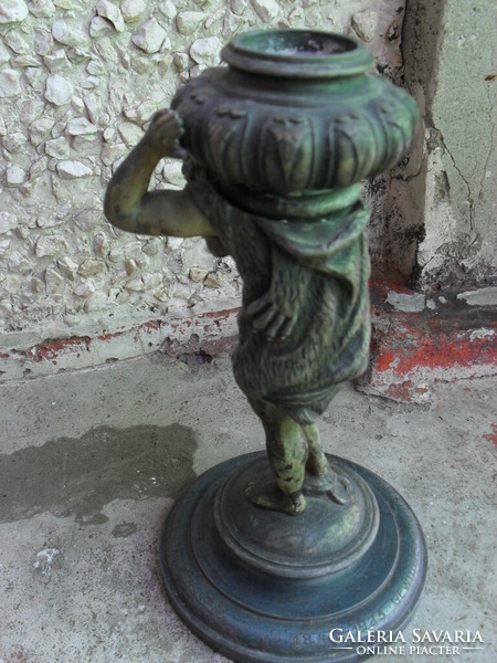 Antique pewter atlas lamp base sculpture 1923