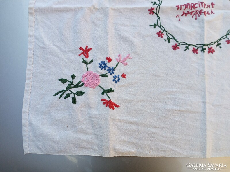 Old textile tablecloth, embroidered with Margitka's name