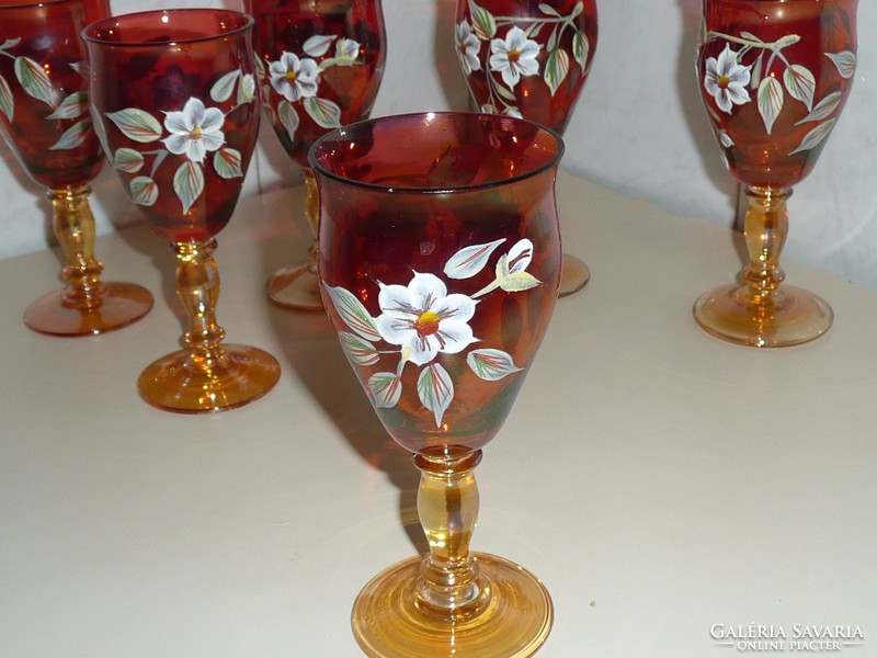 Czech Bohemian wine glass set