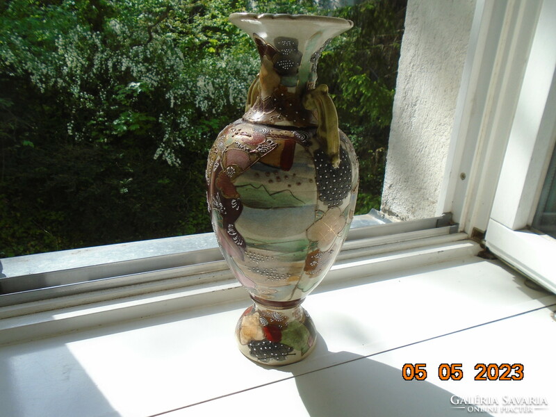 Japán antik Satsuma Kyoto Shinto váza 31 cm