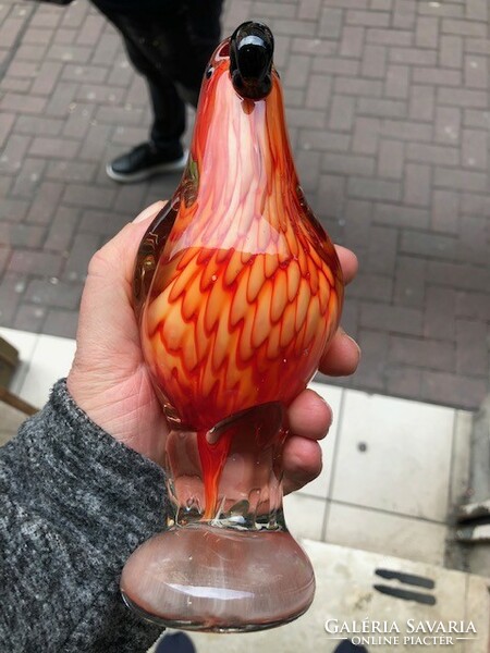 Muránói üveg madár szobor, 8 cm-es magasságú hibátlan darab.